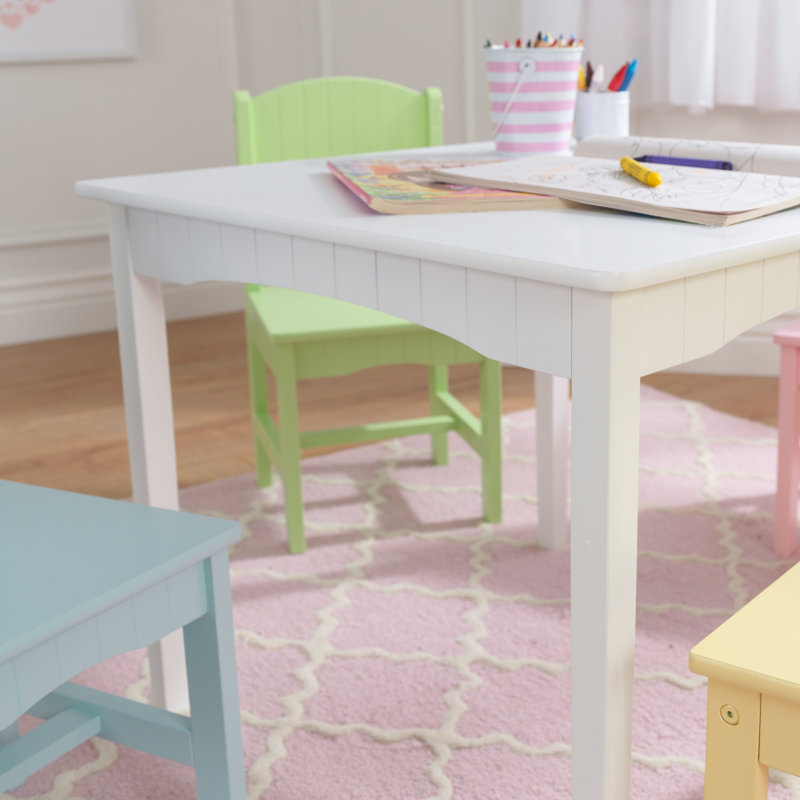 KidKraft Nantucket Children s Wooden Table 4 Chair Set Pastel Colors Reviews Wayfair